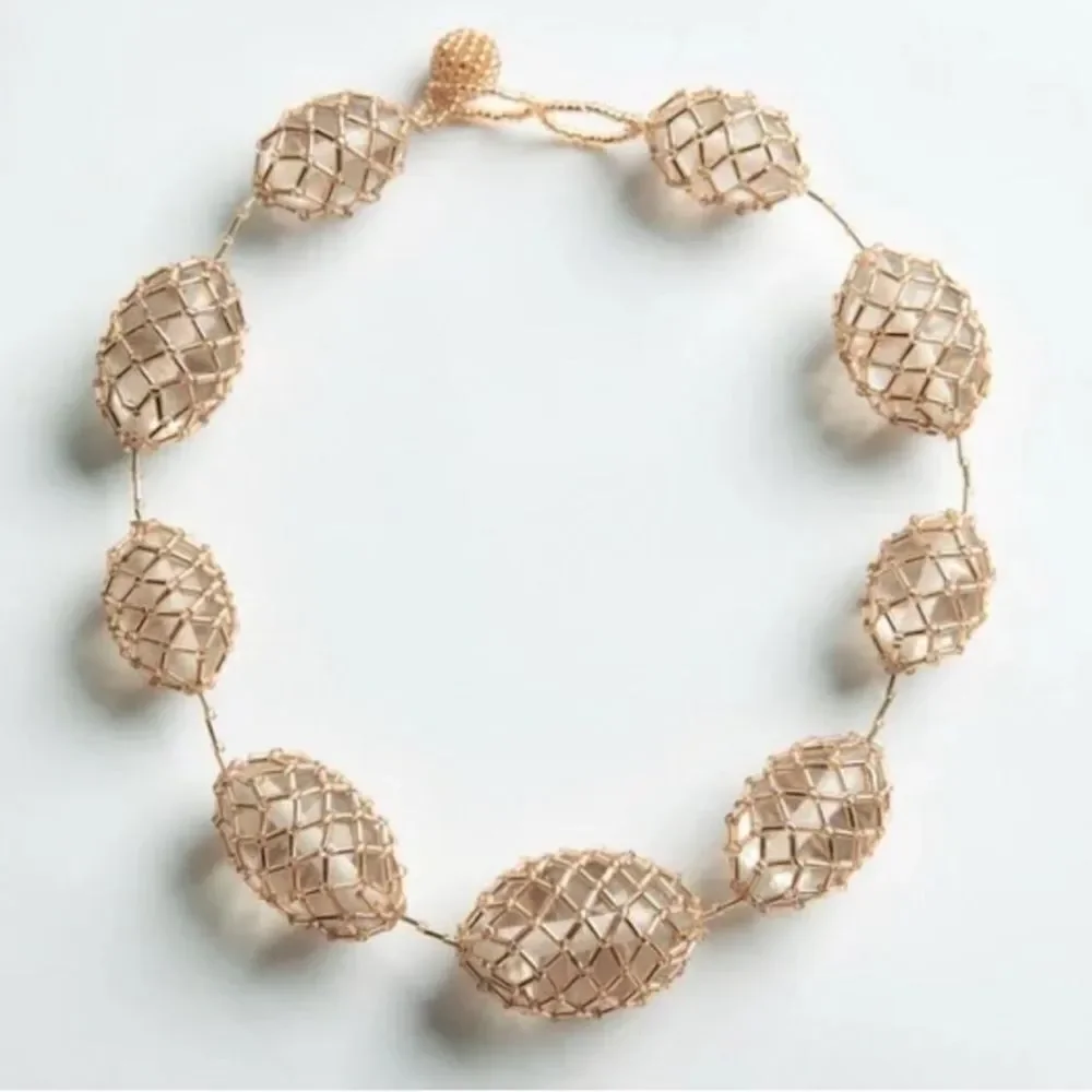 ZARA Chunky Gold Tone Resin Necklace for Parts Only